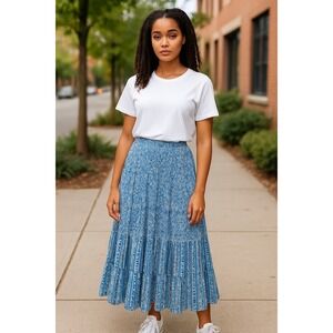 Koret City Blues Maxi Skirt Large Blue Cream
